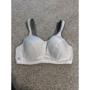 LIVI Sports Bra White Grey 42DD High Impact Support Front Closure Adjustable